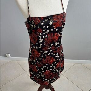 Zara Black Mini Dress with Red Dragon Print